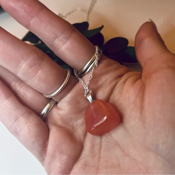 New Artisan Handmade Cherry Quartz S925 Sterling Silver Natural Crystal Necklace - Picture 5 of 15